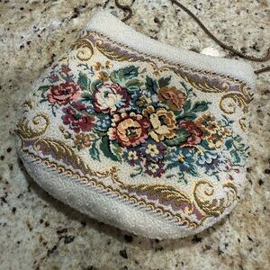 Vintage Floral Tapestry Evening Bag